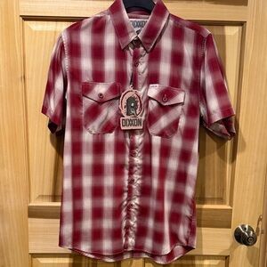 DIXXON Burgundy and White Plaid Men's Shirt